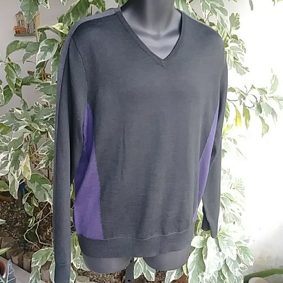 Calvin Klein Other - 🎉HP🎉 Black & Purple Italian Yarn Sweater Sz M